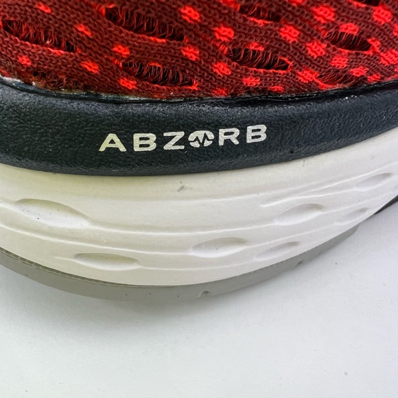 NEW BALANCE RUNNING SHOES, US MEN’S SIZE 10, TOP IS RED AND NAVY BLUE COLOR - Picture 10 of 16